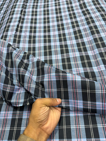 Buy Cotton Twill Blue Black Check Fabric