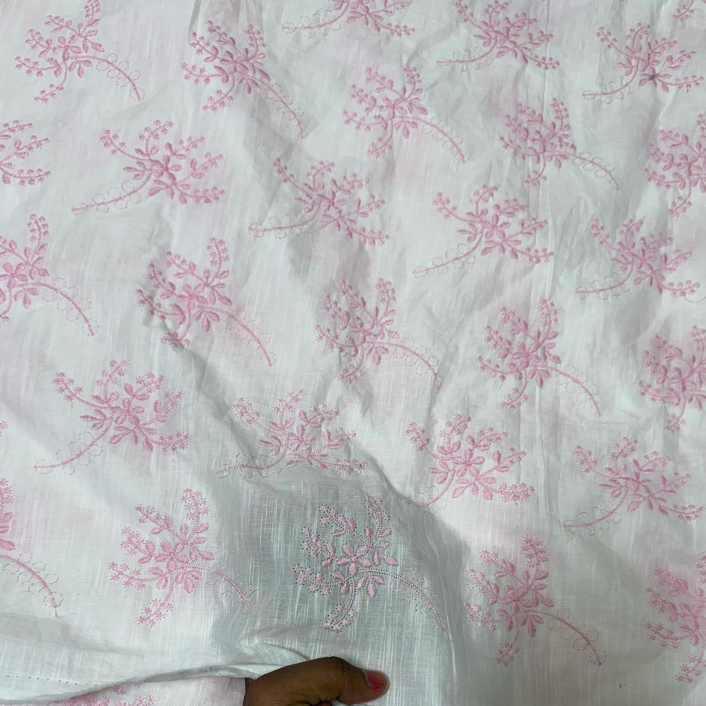 Buy Pure Cotton Cambric slub Baby Pink Embroidery Fabric - MAF 