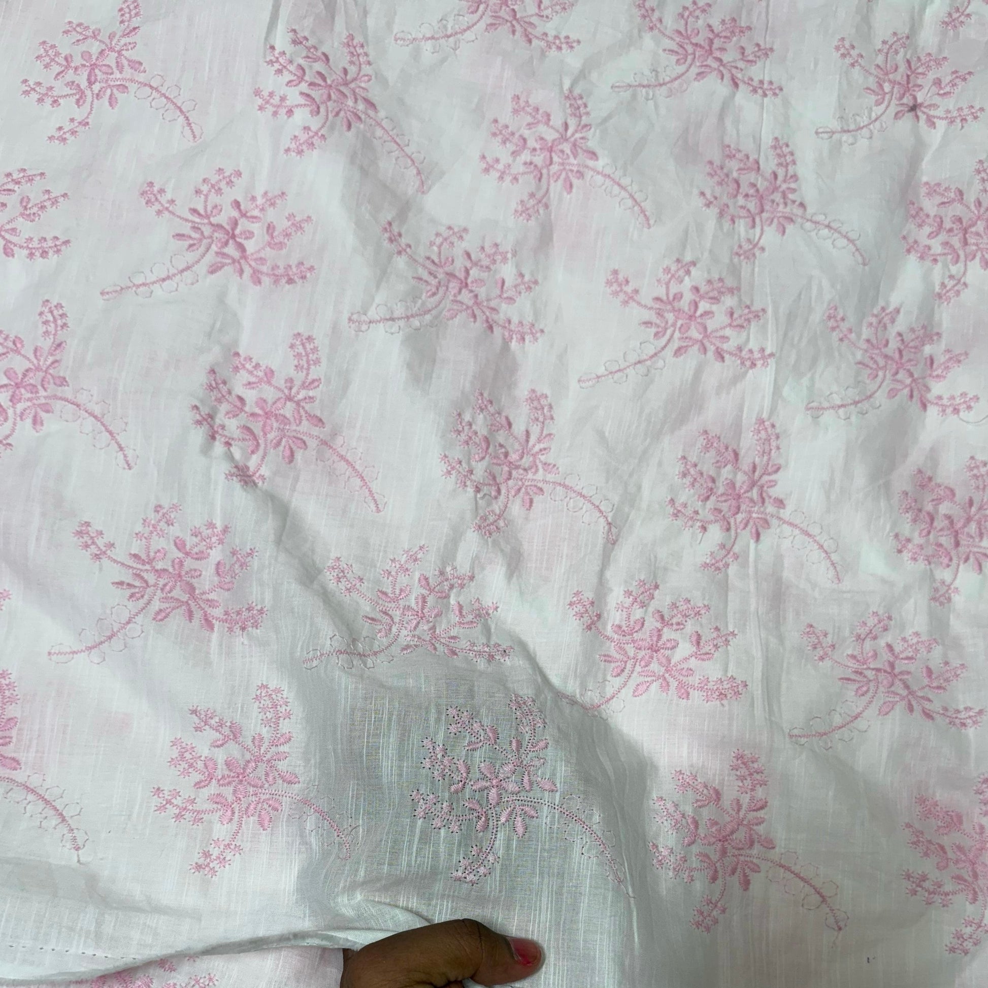 Buy Pure Cotton Cambric slub Baby Pink Embroidery Fabric - MAF 
