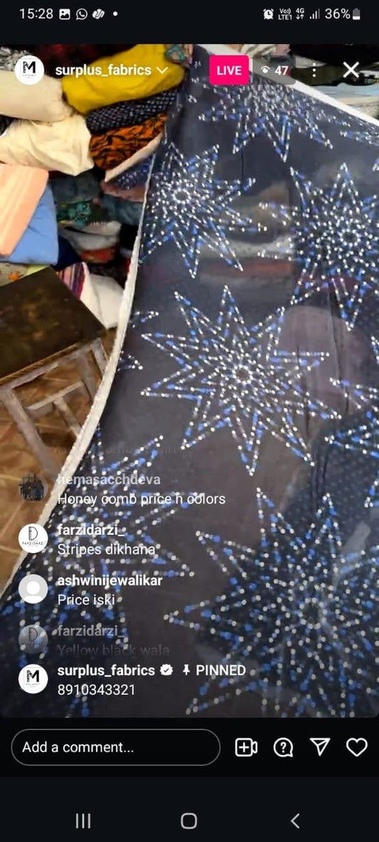 Buy Chiffon Butta Bindi Star Fabric - MAF 