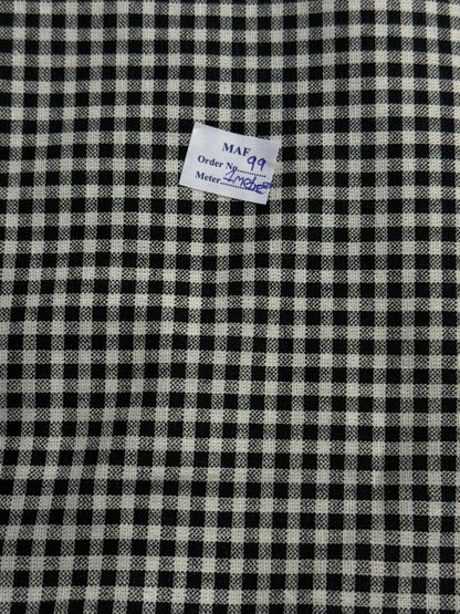 Buy Cutpiece Cotton Linen Black Ghingham 1 Meter