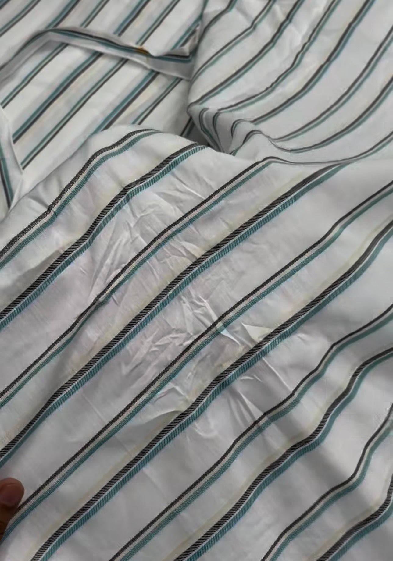 Buy Cotton Linen Grey Green Stripe Fabric