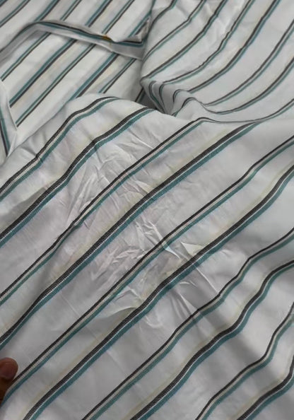 Buy Cotton Linen Grey Green Stripe Fabric