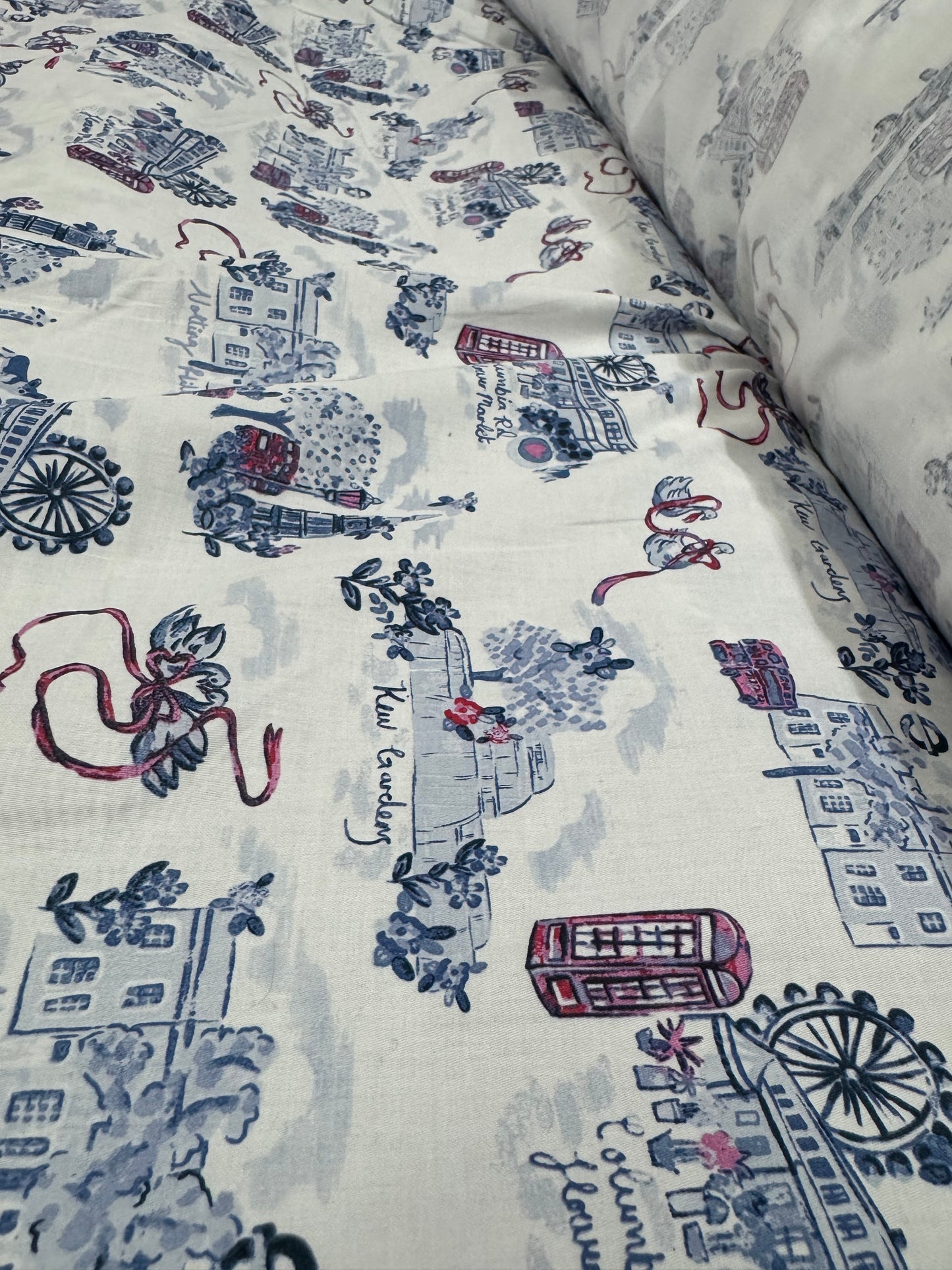 Buy Cotton Poplin Blue City Printed Fabric