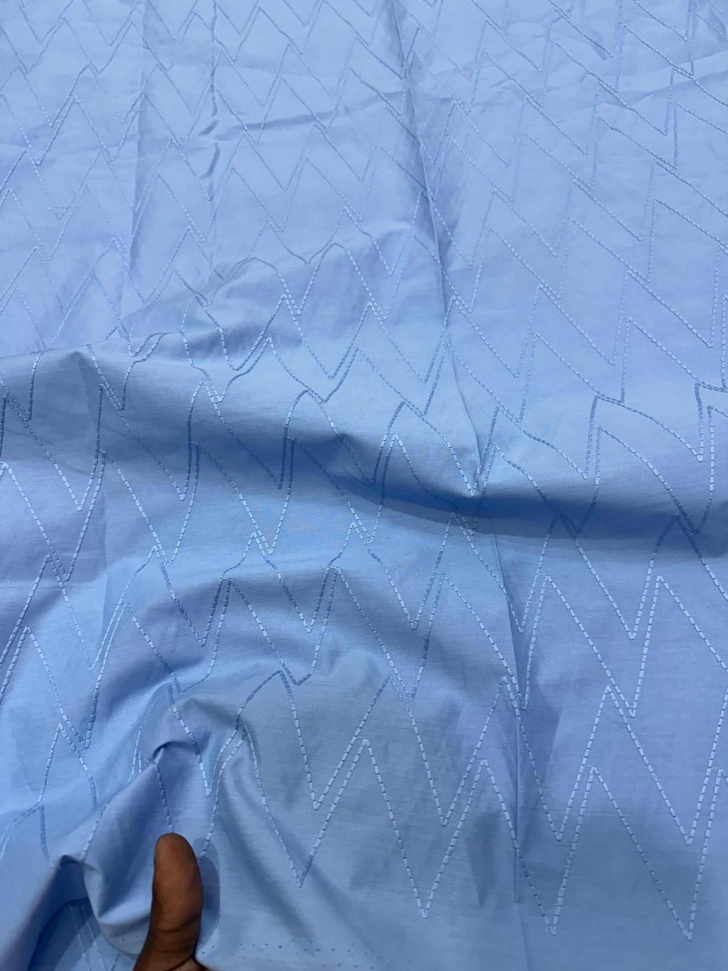 Buy Cotton Chambray Blue Base Embroidery Fabric