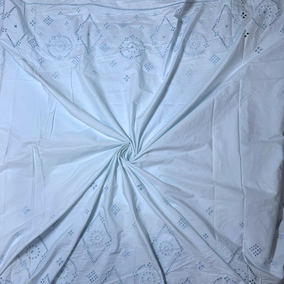 Buy Poplin Hakoba Diamond Border Dust Blue Fabric - MAF 