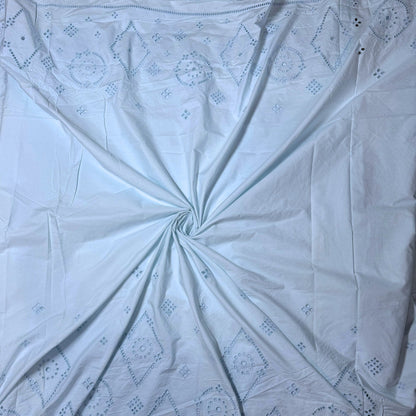 Buy Poplin Hakoba Diamond Border Dust Blue Fabric - MAF 