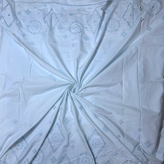 Buy Poplin Hakoba Diamond Border Dust Blue Fabric - MAF 