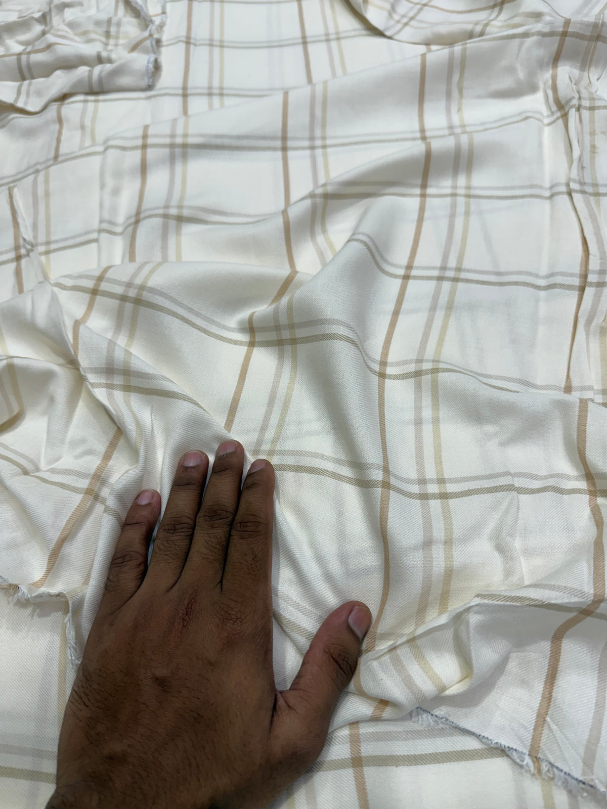 Buy Woollen Pashmina White & Yellow Check Shirting Fabric
