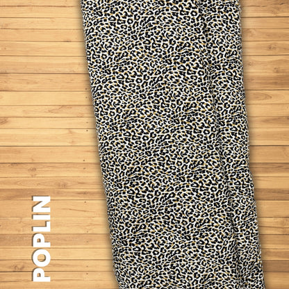 Buy Poplin Cheetah Printed Fabric Ivory Base - MAF 