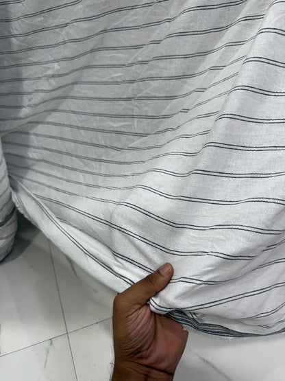 Buy Premium Pure Linen Dual Black Stripe Yarn Dyed Fabric