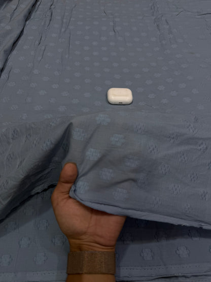 Buy Cambric Blue Grey Self-Tone Dobby Buta Fabric