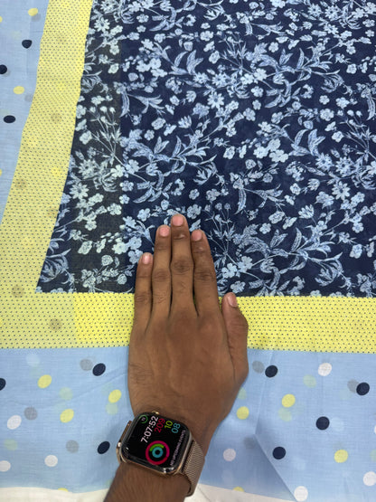 Buy Premium Mul Cotton Blue Polka & Print Combo Panel 80CM