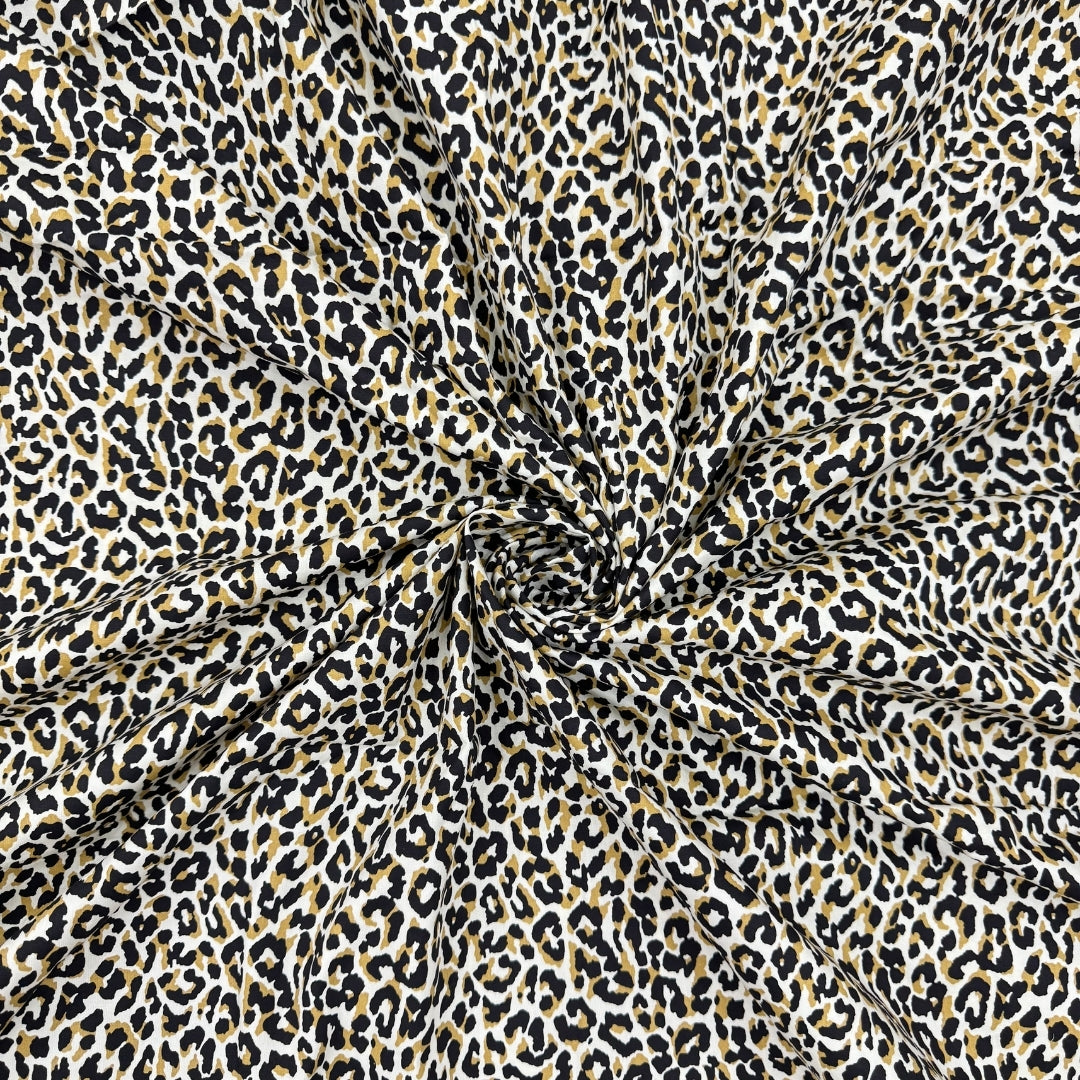 Buy Poplin Cheetah Printed Fabric Ivory Base - MAF 