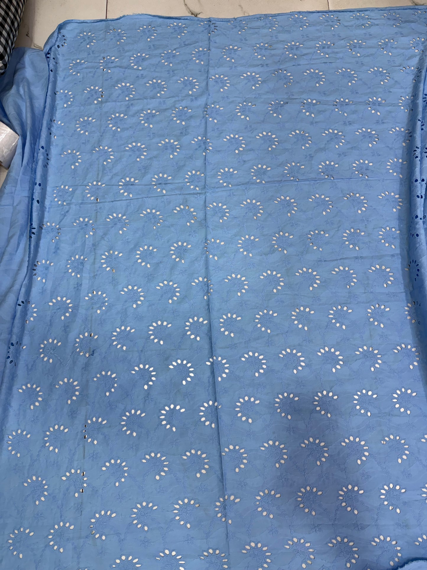 Buy Cotton Hakoba Dust Blue Fan Border Design  Fabric