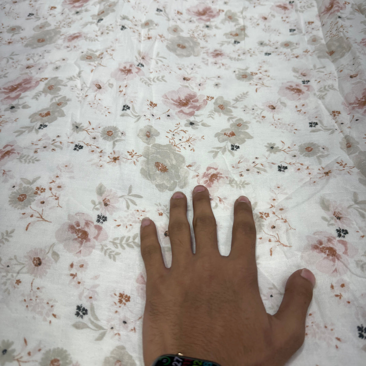 Buy Premium Cotton Double Cloth White Vintage Rose Floral Print Fabric