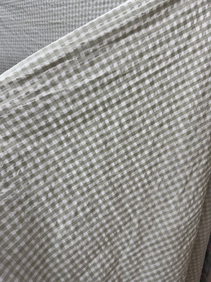 Buy Premium Seersucker Mint Green Checks Fabric