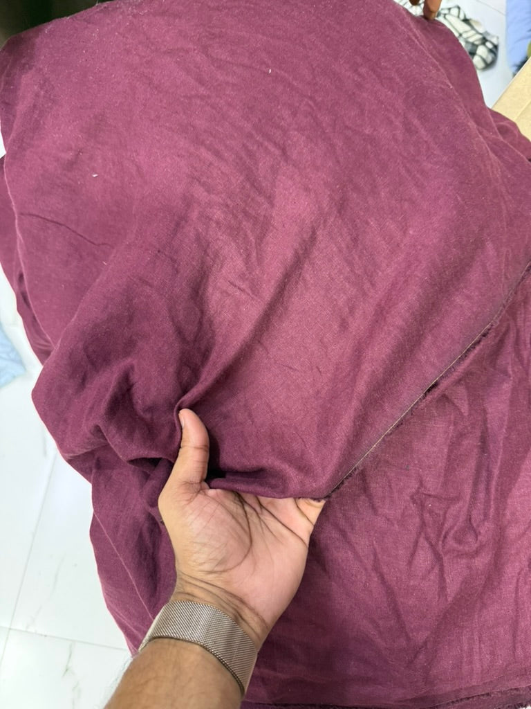 Buy Rare Pure Linen Sangria Red Solid Fabric