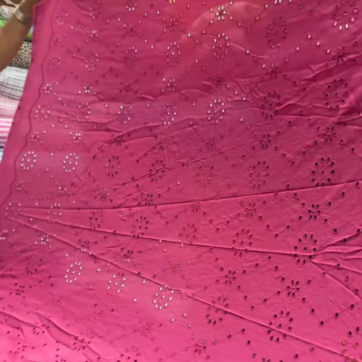 Buy Cotton Hakoba Maroon Join Embroidery - MAF 
