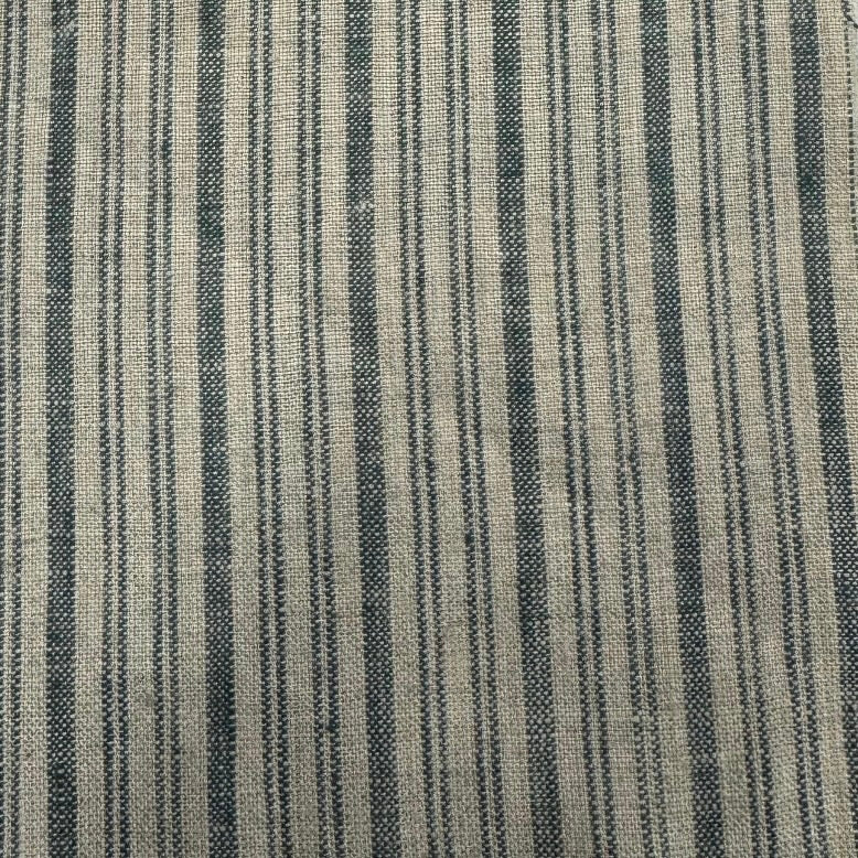 Buy Imported 100% Linen Rich Green Stripe Fabric