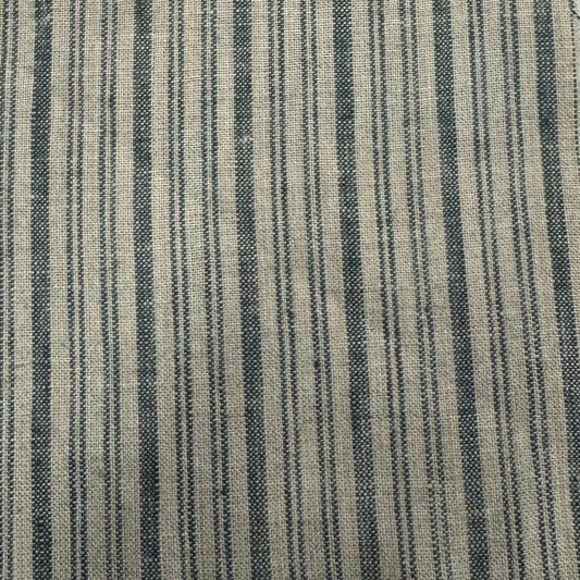 Buy Imported 100% Linen Rich Green Stripe Fabric