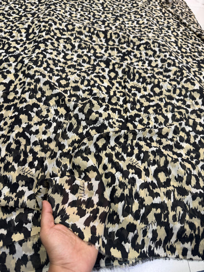 Buy Viscose Chiffon Ivory Base Cheetah Printed Fabric