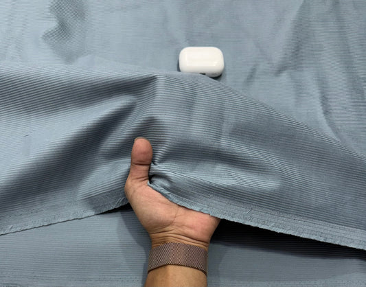 Buy Premium Corduroy Solid Blue Grey Fabric 11 Wales