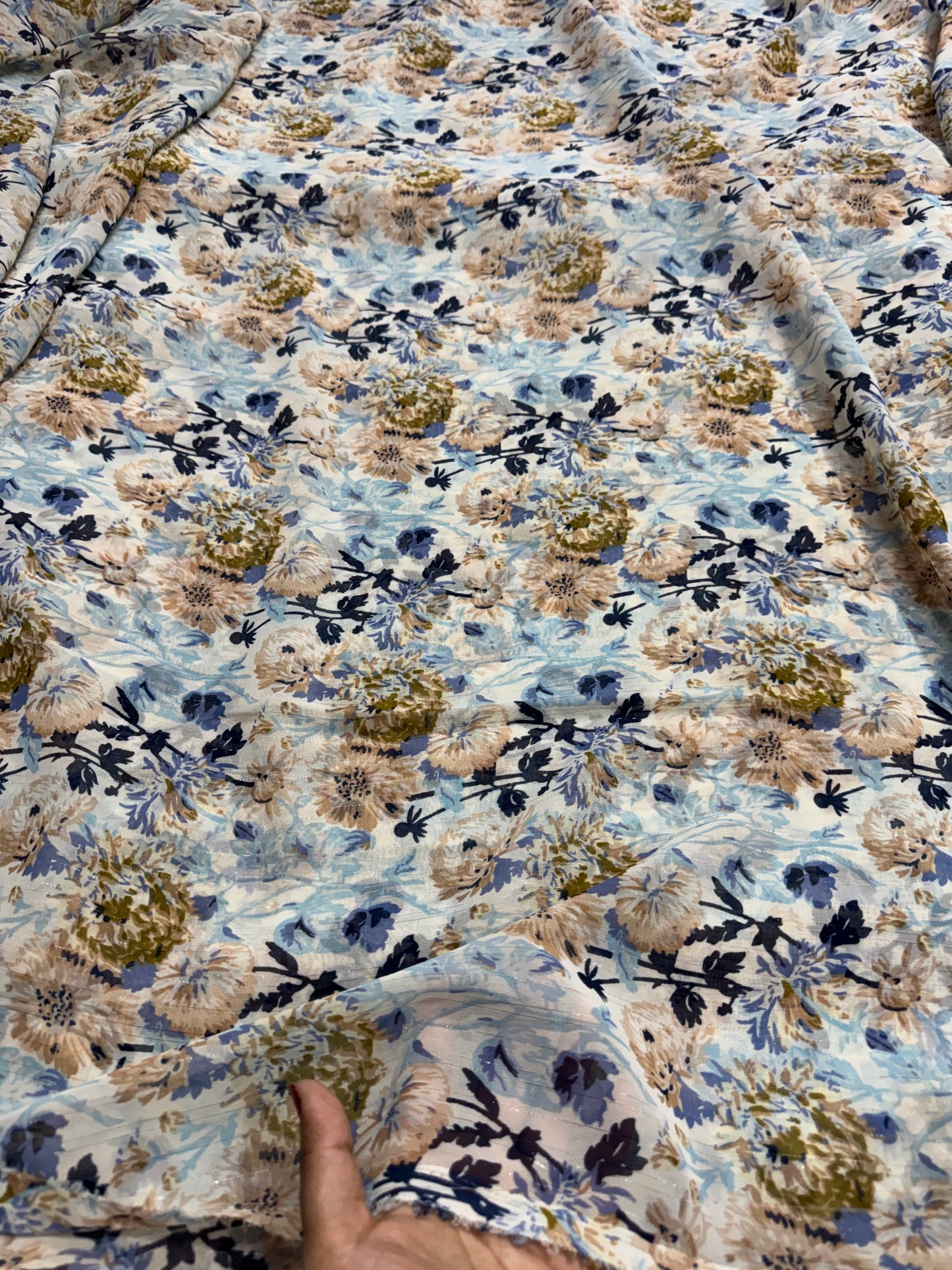 Buy Viscose Georgette Lurex Floral Nude Floral Fabric