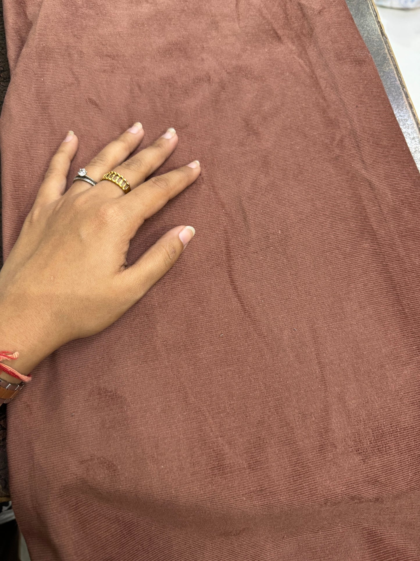 Buy Corduroy Solid Chocolate Brown Fabric (21 Wale)