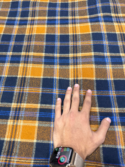 Buy Premium Cotton Twill Navy Blue Mustard Tartan Check Fabric
