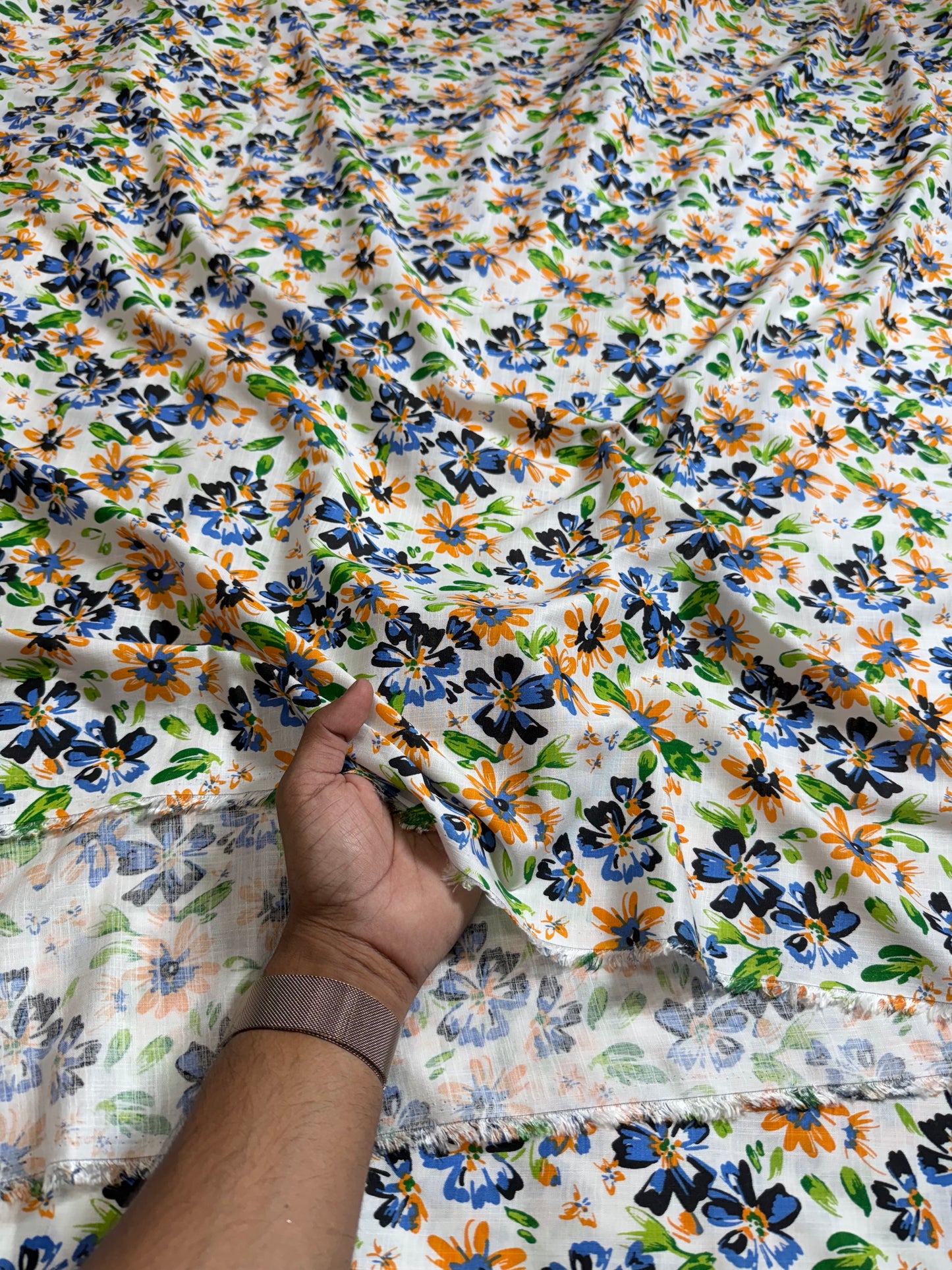 Buy Cotton Linen Cosmos Floral Printed Fabric - MAF 