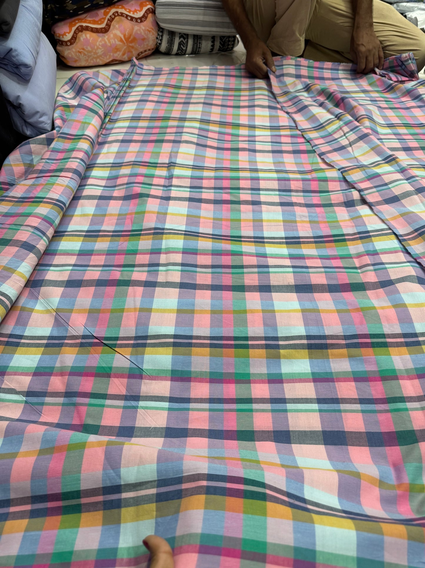 Buy Cotton Yarn Dyed Pink Mukti Checks Shirting Fabric