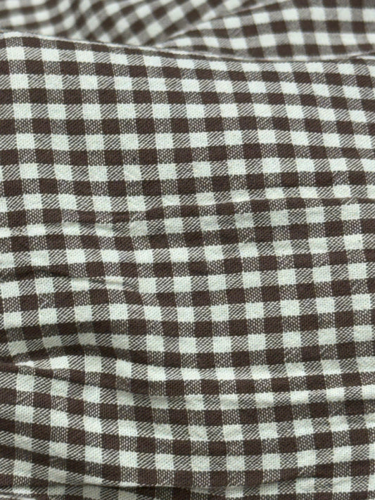 Buy Premium Cotton Yarn-Dyed Brown Gingham Check Fabric