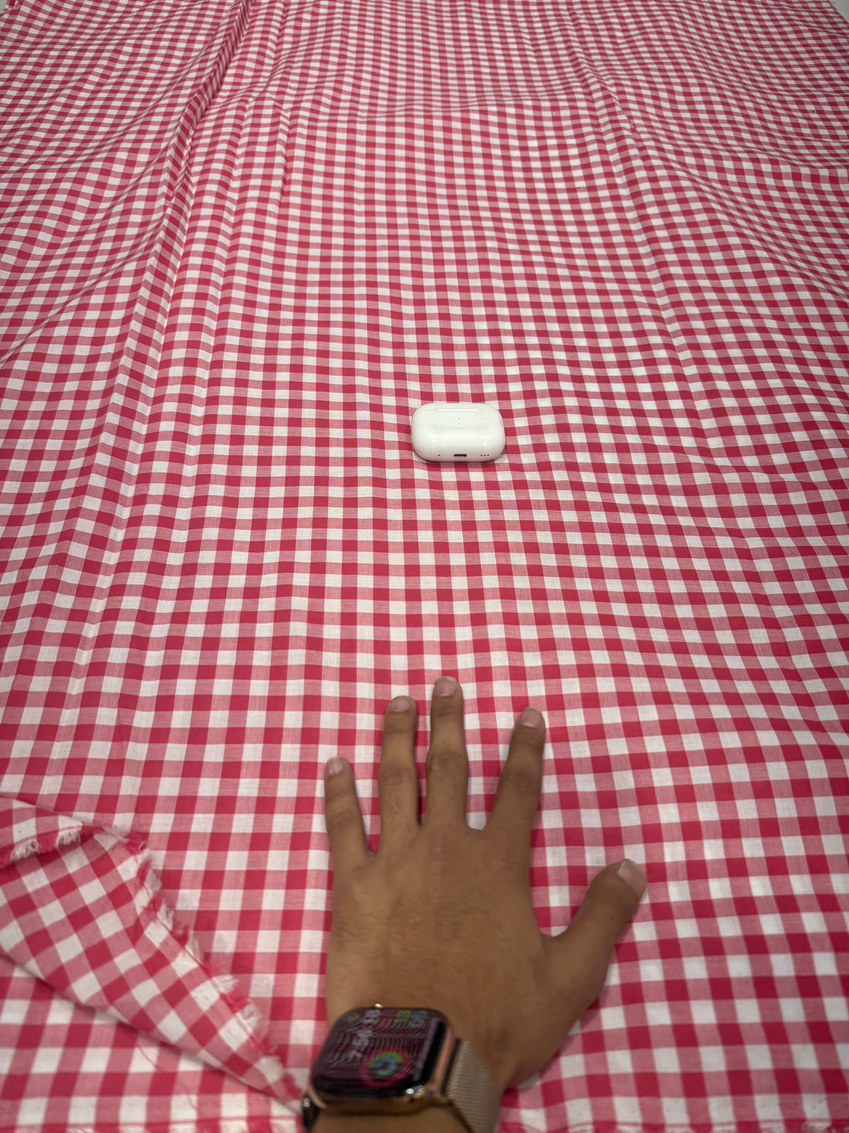 Buy Premium Cotton Yarn-Dyed Red Cherry Gingham check fabric