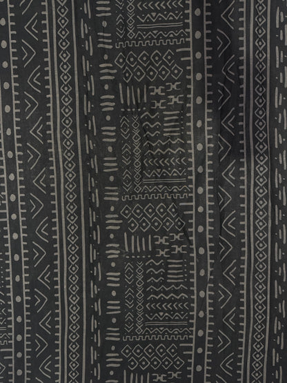 Cotton Linen Black Historic Printed Fabric - MAF 