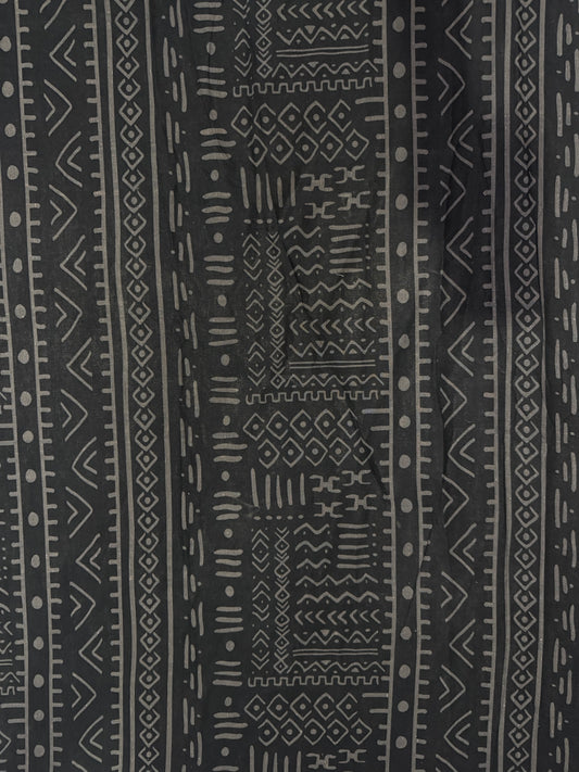 Cotton Linen Black Historic Printed Fabric - MAF 
