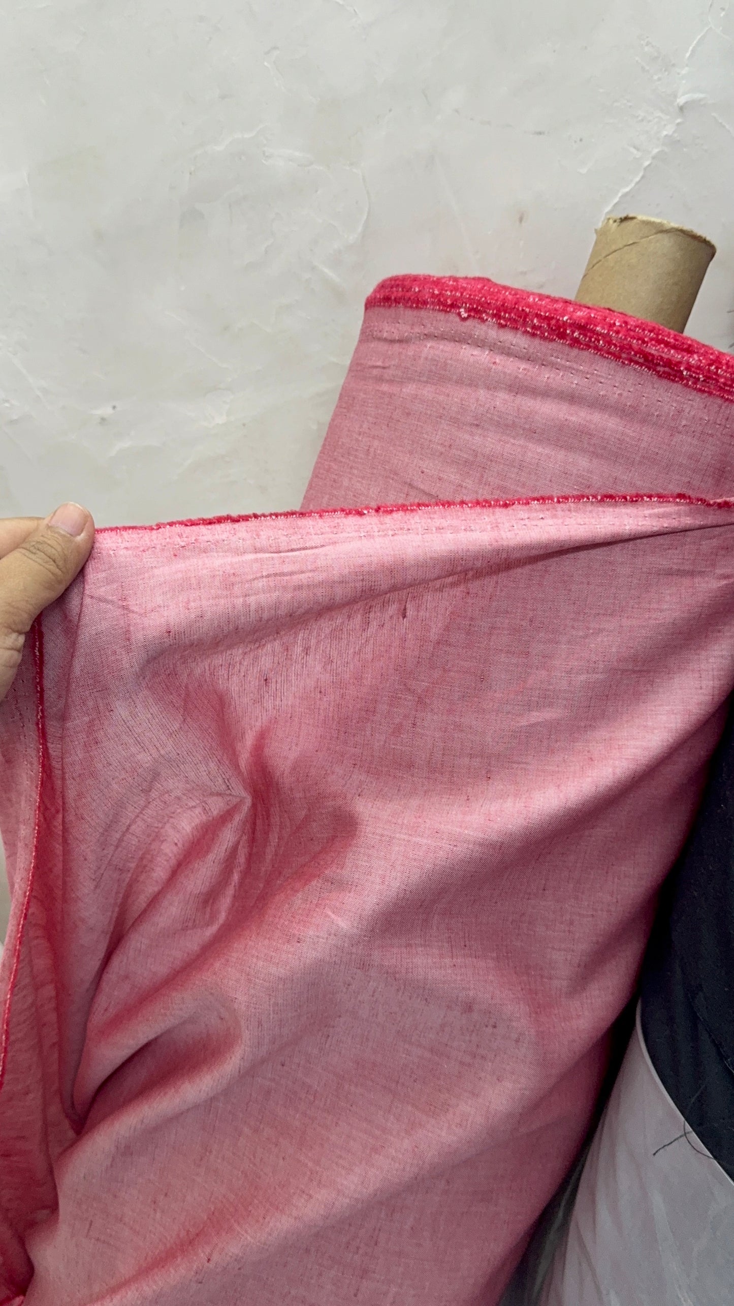 Buy Pure Linen Premium Collection Solid Washed Pink Fabric
