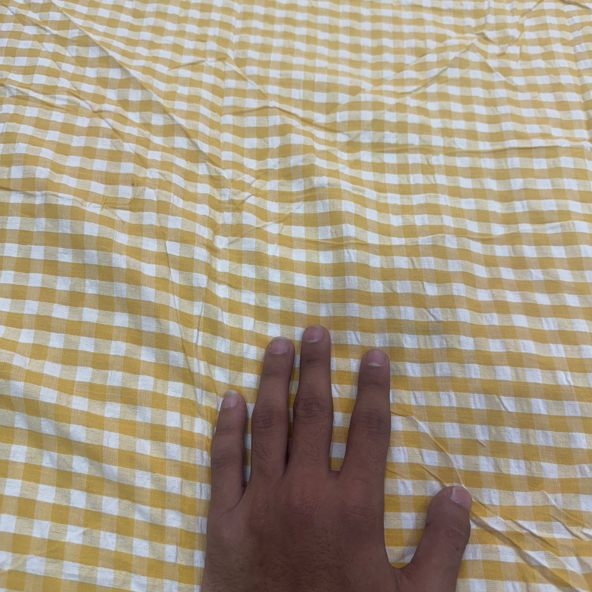 Buy Premium Cotton Seersucker Ochre Yellow Gingham Check Fabric