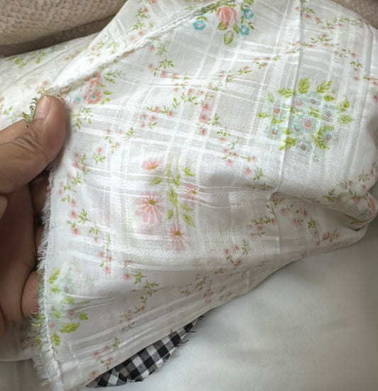 Buy Cotton Dobby Diamond Floral Printed Fabric