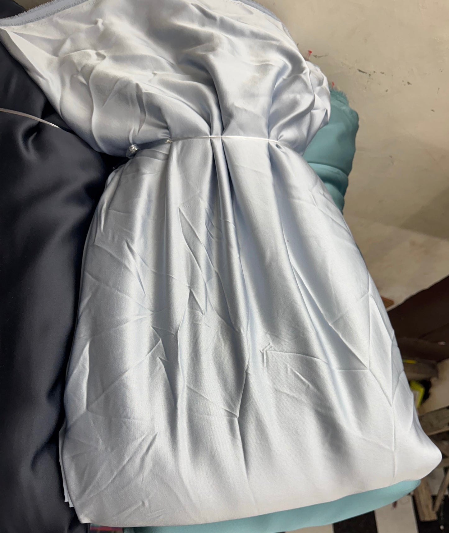 Buy Italian Silk Solid Light Bluish Grey Fabric - MAF 