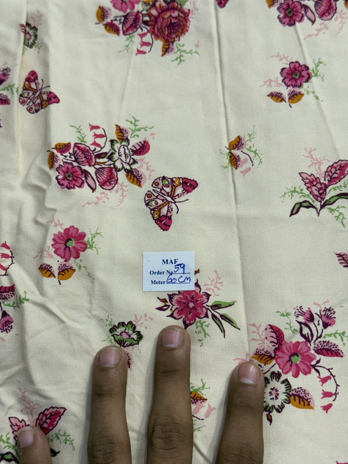 Buy Cutpiece Cotton Viscose Tiwll Floral Printed 60 Centimeter