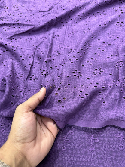 Buy Cotton Hakoba Purple Heavy Work Flower Fabric
