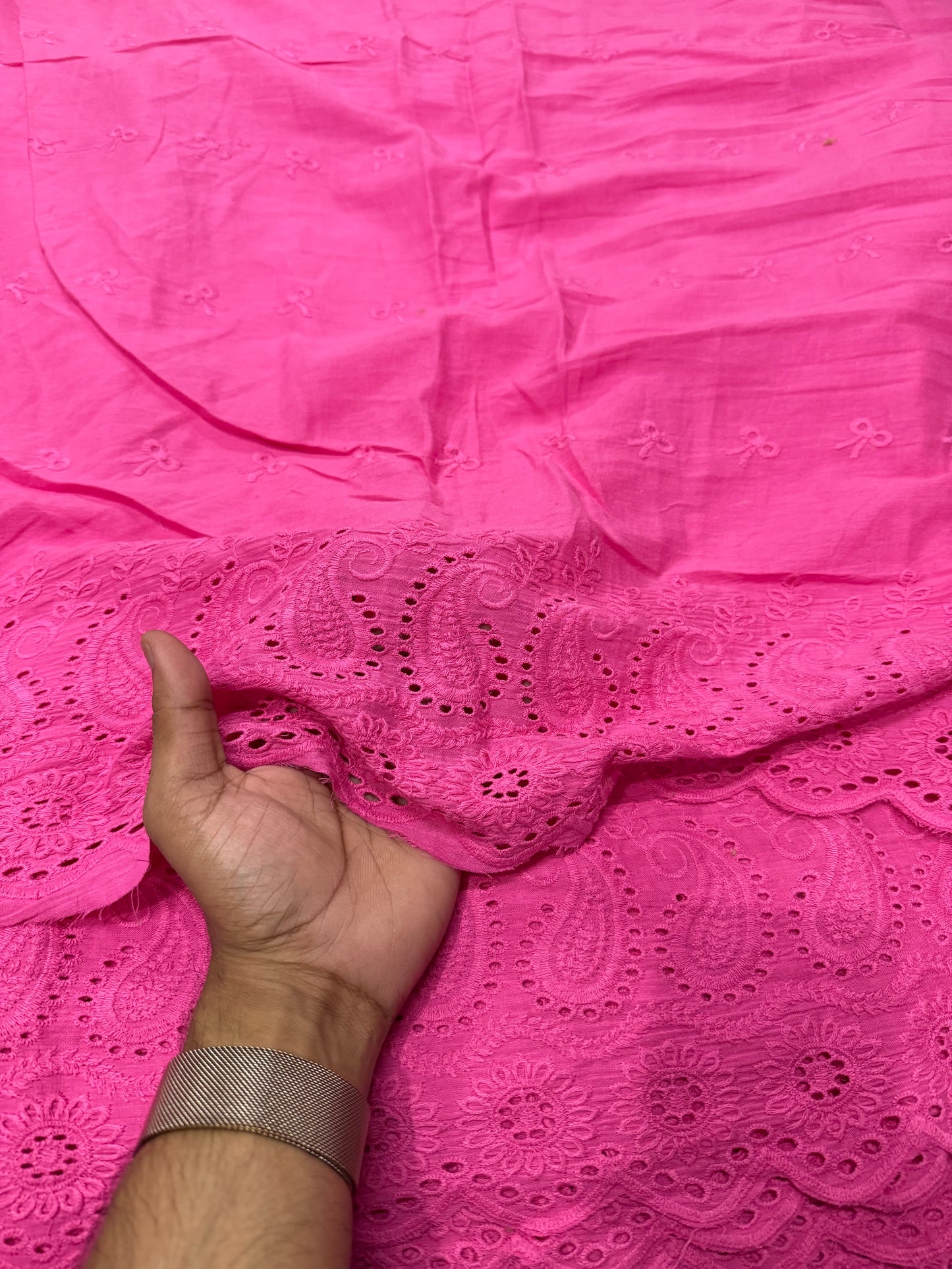 Buy Cotton Hakoba Hot Pink Paisley Border Design - MAF 