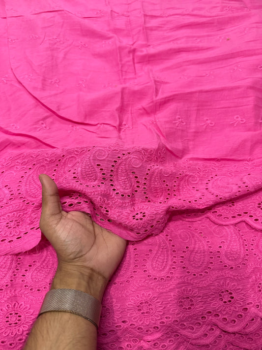 Buy Cotton Hakoba Hot Pink Paisley Border Design - MAF 