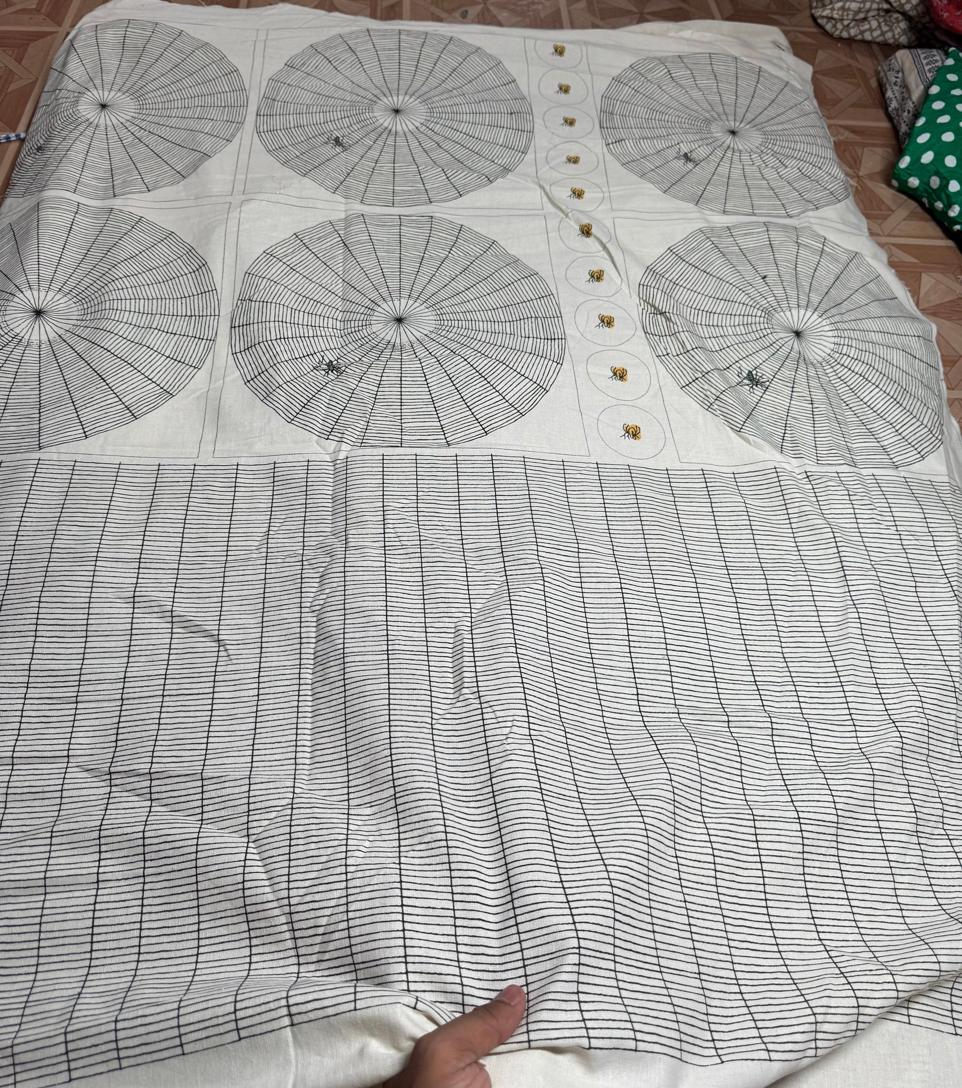 Buy Casement Stripe Cricle Printed Fabric - MAF 