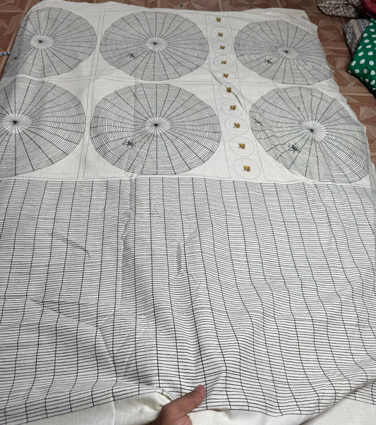Buy Casement Stripe Cricle Printed Fabric - MAF 