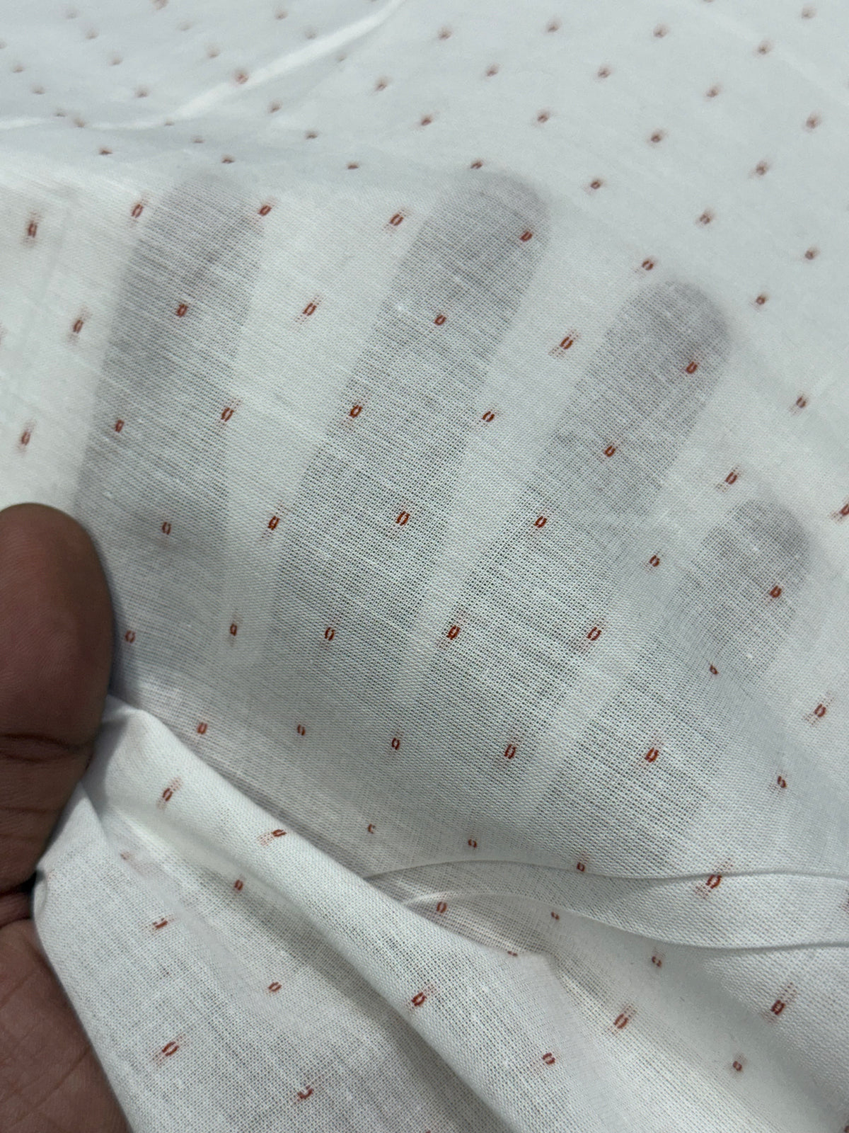 Buy Premium Cotton White Rust Dobby Dot Sheer Fabric