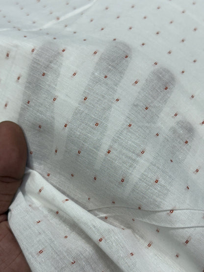 Buy Premium Cotton White Rust Dobby Dot Sheer Fabric