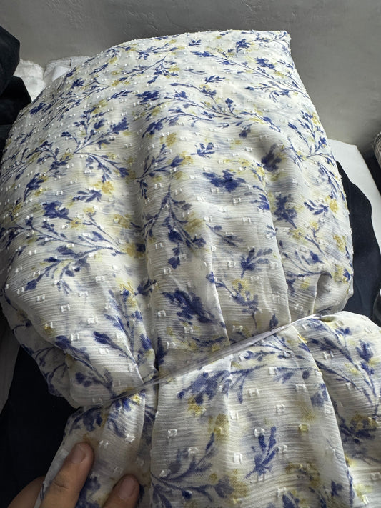 Buy Chiffon Butta Floral White Base Summer Printed Fabric