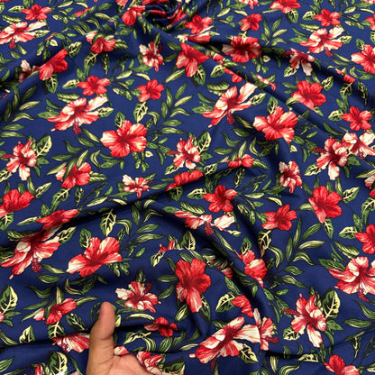 Buy Premium Rayon Hibiscus Printed Fabric - MAF 